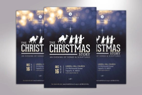 Blue Christmas Story Flyer Template Word