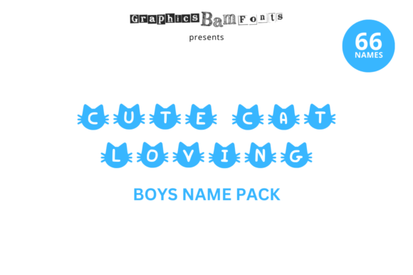 Cute Cat 66 Boys Name Pack for Crafts