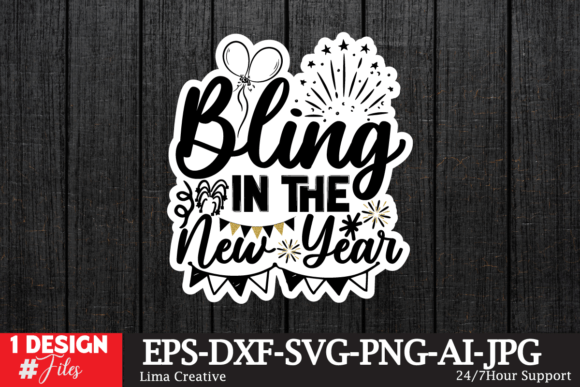 Happy New Year Sticker SVG for Crafts