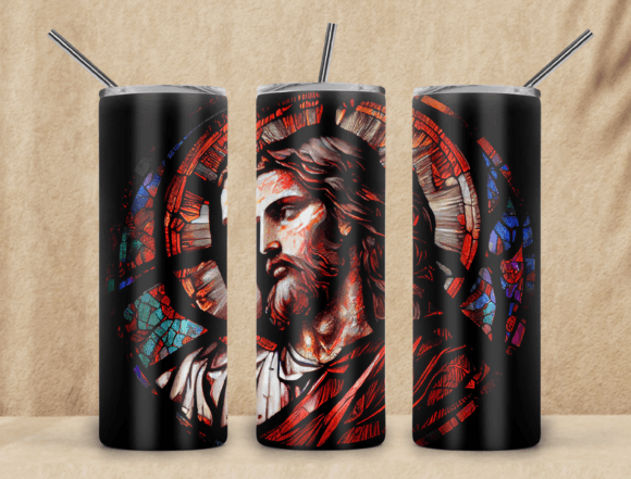 Jesus Stained Glass 20oz PNG for Tumbler Wraps