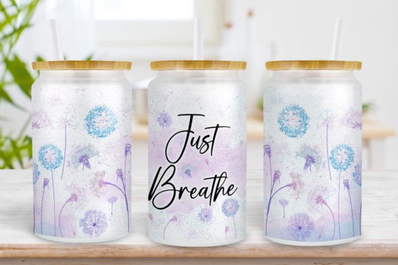 Just Breathe Dandelion 16oz Libbey Glass Print Templates