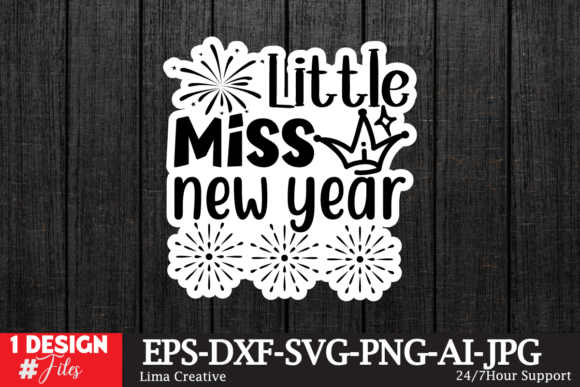 Little Miss New Year Sticker SVG for Crafts Projects