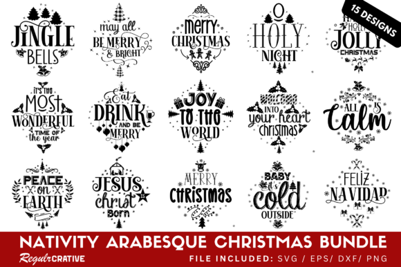 Nativity Arabesque Christmas Svg Bundle & Crafts