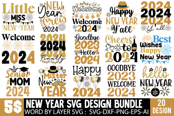 New Year SVG Bundle for Crafts