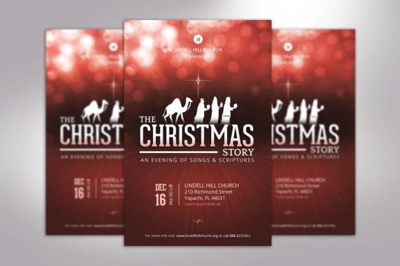 Red Christmas Story Flyer Template Word Print Templates