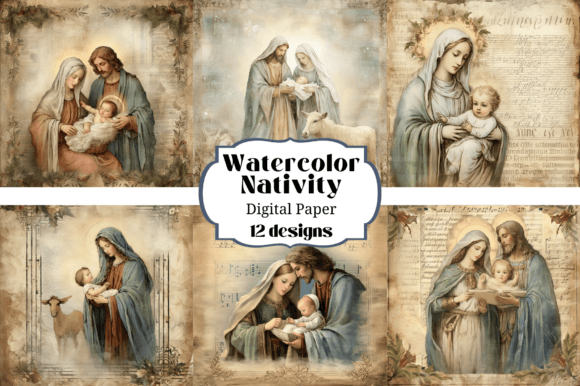 Watercolor Christmas Holy Nativity Backgrounds