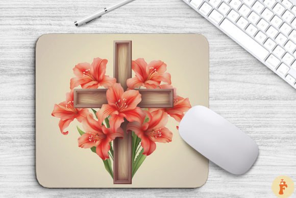 Wooden Cross with Amaryllis Flowers