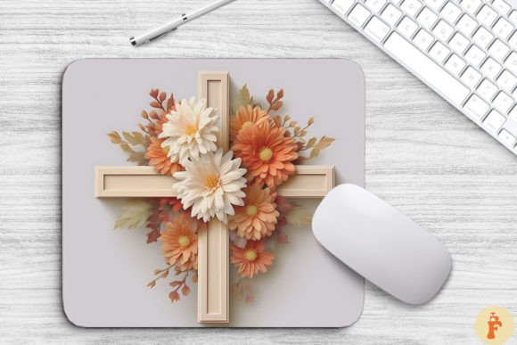 Wooden Cross with Chrysanthemum Flowers Backgrounds