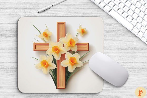 Wooden Cross with Daffodil Flowers Backgrounds