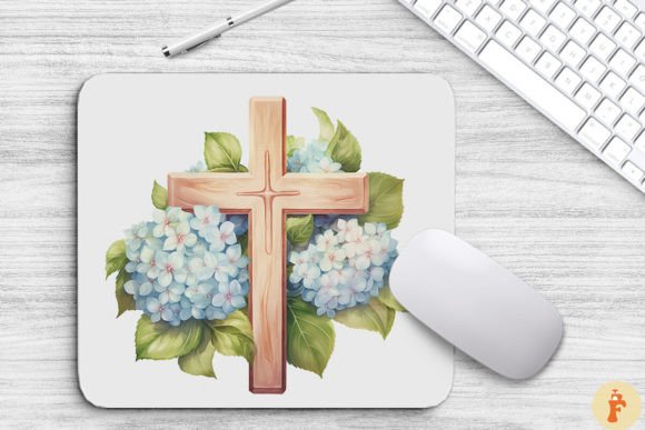 Wooden Cross with Hydrangea Flowers Backgrounds