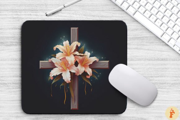 Wooden Cross with Lily Flowers Backgrounds
