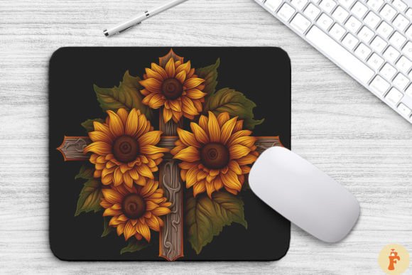 Wooden Cross with Sunflower Flowers Backgrounds